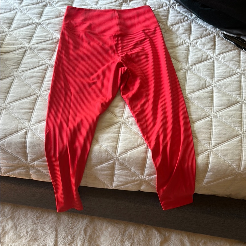 Girlfriend Collective Ribbed Red Leggings